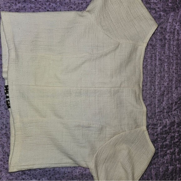 Urban Outfitters Hashtag Zip Cropped Top in Cream / ivory - Picture 8 of 8